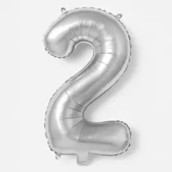 Number 2 Hanging Foil Balloon For All Types Of Party Decorations 16inch- Silver