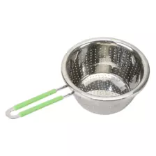 Stainless Steel Food Colander With Green Handle - 20cm