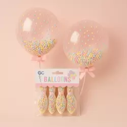 Party Decoration Transparent Latex Balloons Filled With Colourful Foam Beads- 4pcs