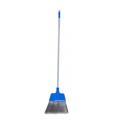 Kovar Heavy Duty Indoor Outdoor Broom With Flagged Bristles And Long Handle- Blue