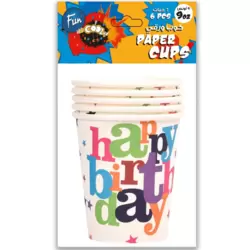 Multi-Color Happy Birthday Printed Party Decoration Disposable Paper Cups- 6pcs
