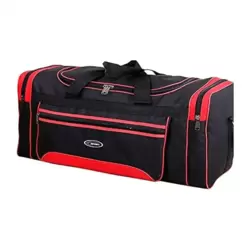 Large Capacity Travel Luggage Duffel Bag With Hand Shoulder Carrying Strap- Black And Red