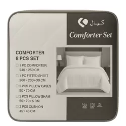 Kovar Microfiber 8pcs Super Soft Comforter Set 240X260cm- White