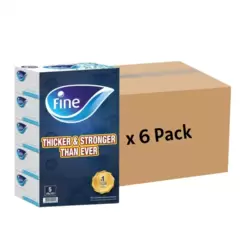 Fine 2 PLY Thicker and Stronger Bulk 5 Pack Tissue Box Set 150 Sheets- 6 Pack