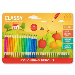 Classy Coloring Pencil Set In Multi-Colors- 50pcs