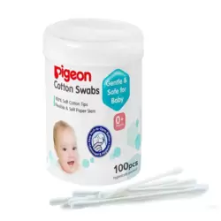 Pigeon Cotton Swabs 100percent Soft Cotton Tips With Flexible And Soft Paper Stem- 100pcs