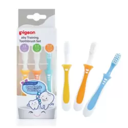 Pigeon Baby Training Toothbrush Set Multicolor With Extra Soft And Rounded Bristles- 3pcs