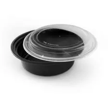 Ecno Pack Disposable Foodpack Round Container with Lid, Black Color- 5pcs