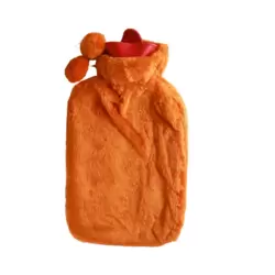 Hot Water Bag For Pain Relief Therapy With Soft Faux Fur Cover- Orange