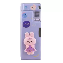 Cute Printed Multifunctional Pencil Box with Inbuilt Dual Sharpener-Purple