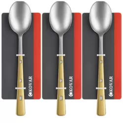 Kovar Gray Stainless Steel Table Spoon With Golden Handle- 3pcs