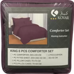 Kovar Microfiber 6pcs Super Soft King Size Comforter Set 250X230cm- Purple