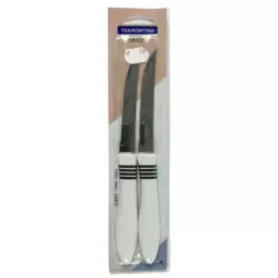 Tramontina Stainless Steel Dinnerware Black Lined Knife With Set Of 2pcs- White