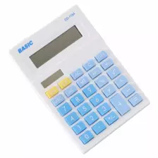 Basic Upright Angle 8 Digits Electronic Calculator CD- 1154- White and Blue