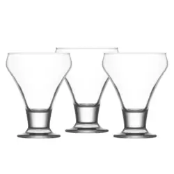 Lav Frosty Elegan Glass Deep Round Shape Ice Cream Cups Set 350CC- 3pcs