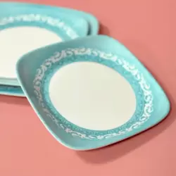 Sarvah Melamine 7.75 Inch Coring Ware Floral Designed Square Plate (Single Piece)- White