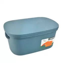 Multipurpose Plastic Durable Basket Cabinet Organizer, Desktop Storage Bin With Handle And Lid- Blue