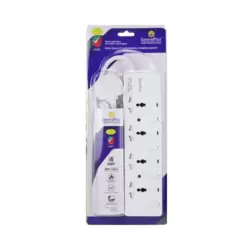 Samra Plus 4 Way Power Extension Socket with 2 Mtr Cable- White
