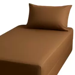Kovar Single Fitted Bed Sheet Set 120X200cm With Pillow Cover 50X75cm- Brown