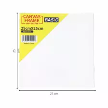 Basic Art and Craft Canvas Board, Cotton Canvas Frame 25X25cm- White