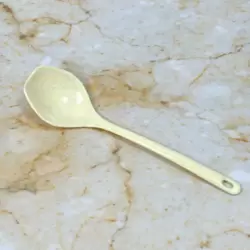 Dynasty Melamine Marble Designed 12 Inch Thrice Laddle Spoon- Ivory