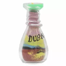 Dubai Sand Bottle Round, Sand Bottle Art Dubai, Decorative Candle in Green Colour- 9cm