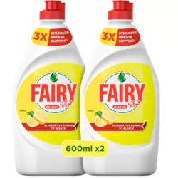 Fairy Plus Lemon Flavour for Kitchen Utensils Cleaning- 2X600ml