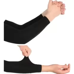 Sun Protection Ice Sleeve Arm Cover Silk Fabric UV Protection- Black