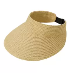 Adjustable Large Wide Brim Sun Visor Beach Straw Hats- Brown
