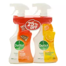 Dettol Power Kitchen Cleaner, Orange Burst + All Purpose Cleaner with Lemon Squeeze- 2 X 500ml