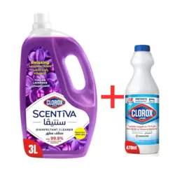 Clorox Scentiva Bleach Free Disinfectant Cleaner 3Ltr Plus Clorox Original Liquid Bleach 470ml