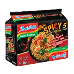 Indomie Spicy 5 Gourmet Instant Noodles, Hot Spicy Chicken Flavor Fried Noodles- 5X83gms