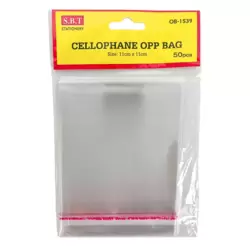 SBT Stationery Self-Adhesive 50 Pieces Transparent Cellophane Opp Bag- 11X11cm