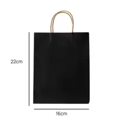 Eco Friendly Black Kraft Gift Paper Bag With Strong Handle- 16X22cm