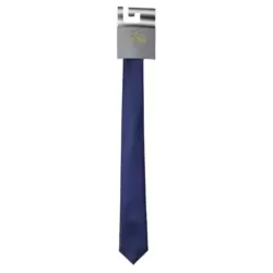 Mens Long Solid Slim Width Necktie- Blue