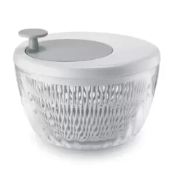 Large Salad Strainer Green Leaves And Vegetable Spinner For Salad With Container- White