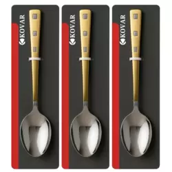 Kovar Gray Stainless Steel Tea Spoon With Golden Handle- 3pcs