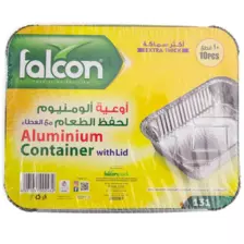 Falcon Aluminium Food Container with Lid Large Size 131- 10pcs Extra Thick
