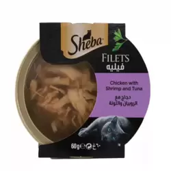Sheba Filets Wet Cat Food With Chicken, Shrimp And Tuna Flakes- 60gms