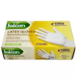 Falcon Pre Powdered Natural Rubber Latex Gloves, Extra Large- 95 Gloves