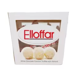 Elloffar Handmade White Chocolate Coconut Truffles With Almond- 150gm