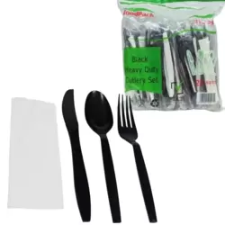 Foodpack Heavy Duty Cutlery Set Fork Spoon Disposable Plastic Cutlery Set- Set of 20
