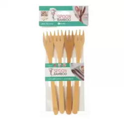 Eco Friendly And Biodegradable Disposable Natural Bamboo Wood Fork- 4pcs