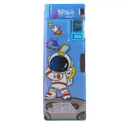 Little Astronaut Printed Multifunctional Pencil Box with Inbuilt Dual Sharpener-Blue
