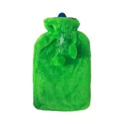 Hot Water Bag For Pain Relief With Soft Faux Fur Cover- Green