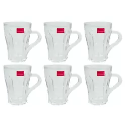 Max Iman Clear Color Glass Mug Set with Handle for Coffee Tea - 6pcs