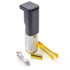 Silver Bakhoor Portable Electronic Incense Burner with USB Charger, Mini Tong, Burner