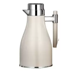 Al Marjan Arabic Vacuum Flask 1Ltr With Silver Finish In Lid And Handle 29cm- Beige