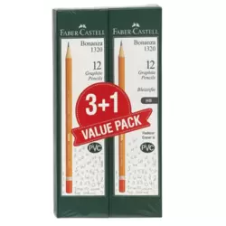 Faber Castell Bonanza 1320 12 Pre Sharpened Graphite Pencils- 3+1 Packs