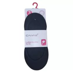 Calyalli Ladies Invisible Ankle Length Socks In Black Color- 3 Pairs